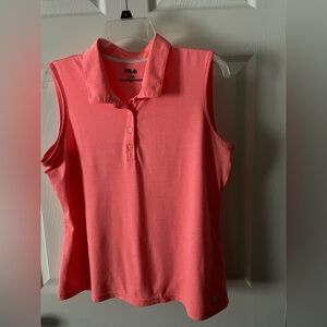 Fila Women’s Golf Polo Sleeveless Coral 1/4 Button Stretch Large
P-P 20 L 23
GUC